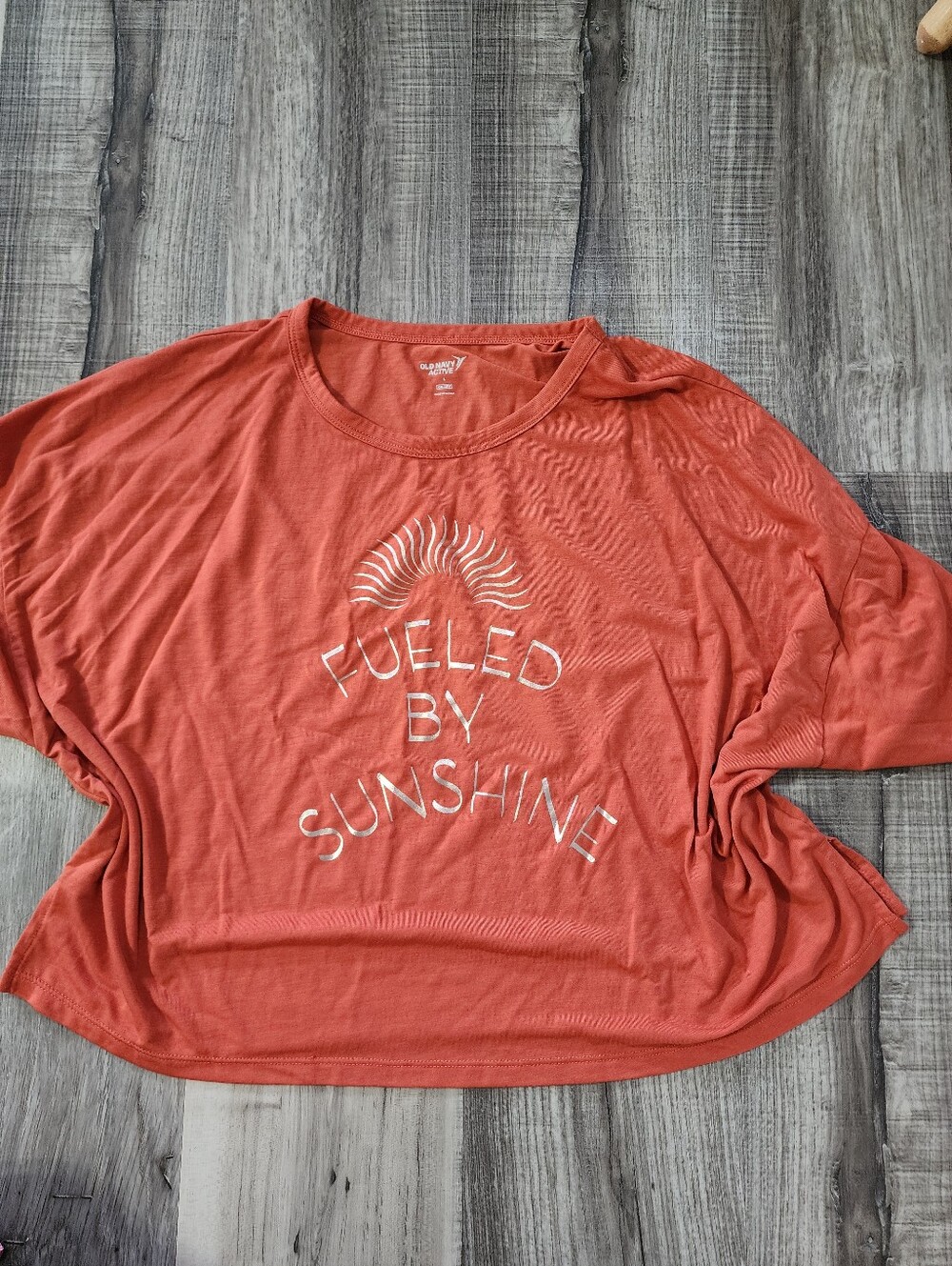 Old Navy Rust Orange 'Fueled by Sunshine' Graphic Crop Top